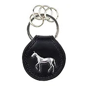 Black Cowhide Leather Coin Keychain - Japanese Racehorse Goods