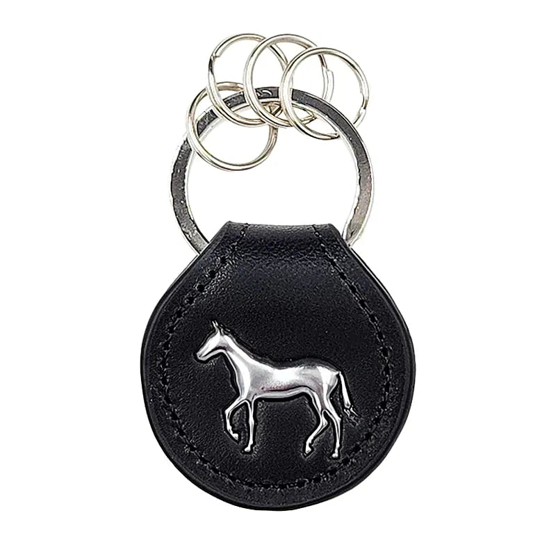 Black Cowhide Leather Coin Keychain - Japanese Racehorse Goods