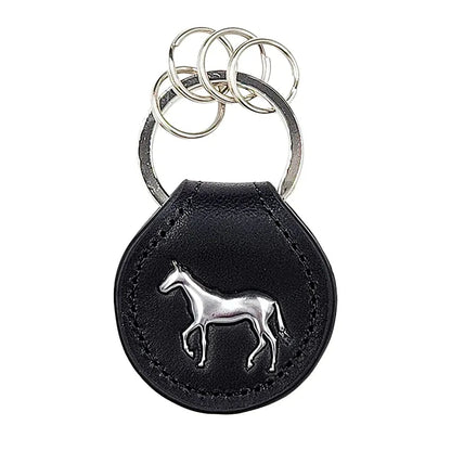 Black Cowhide Leather Coin Keychain - Japanese Racehorse Goods