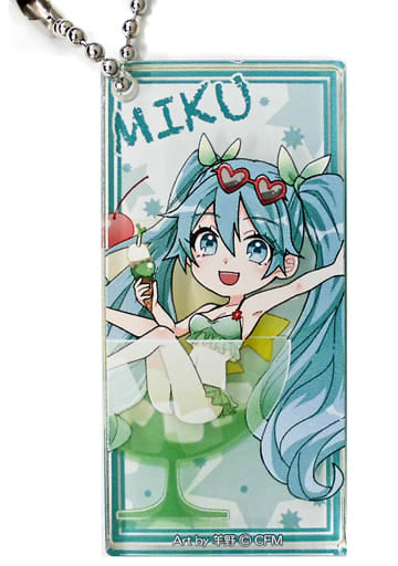 Hatsune Miku Summer Party in Marui Trading Cuboid Acrylic Keychain (Hitsujino Illustration) - Approx. 60 mm - (Pre-owned)