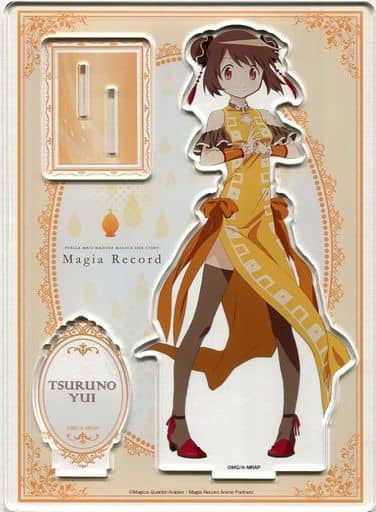 Tsuruno Yui Acrylic Stand - Puella Magi Madoka Magica Magia Record Mikazuki-so Home Party in AniON STATION AKIHABARA - Bandai Namco - Approx. 180 mm - Pre-owned