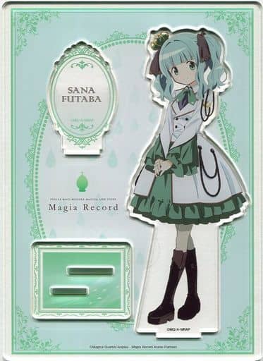 Futaba Sana Acrylic Stand - Puella Magi Madoka Magica Magia Record Mikazuki-so Home Party in AniON Station Akihabara - Bandai Namco (Approx. 180 mm, Pre-owned)