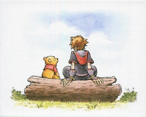 Sora & Pooh Back View Mini Canvas Board Kingdom Hearts E Prize