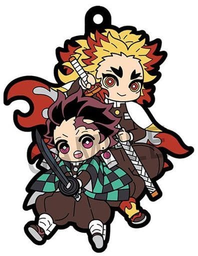 Tanjiro Kamado & Kyojuro Rengoku Buddy Collection Rubber Mascot Vol. 4 from Demon Slayer: Kimetsu no Yaiba by MegaHouse, Length Approx. 65 mm