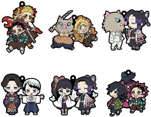 Demon Slayer: Kimetsu no Yaiba Buddycolle Rubber Mascot Vol. 4 Complete Set of 6 by MegaHouse, Length Approx. 65 mm