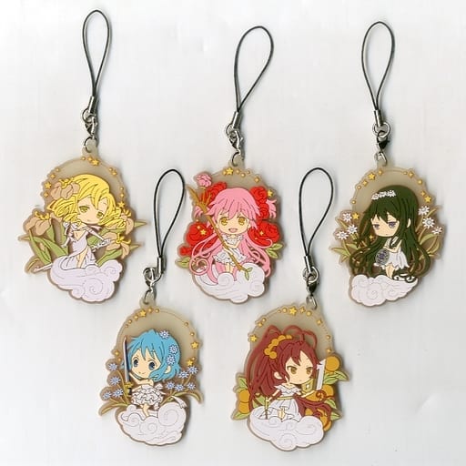 Puella Magi Madoka Magica the Movie: Rebellion Rubber Strap Collection - Complete 5-Piece Set (Movic PVC, Approx. 5.5 cm) Pre-owned