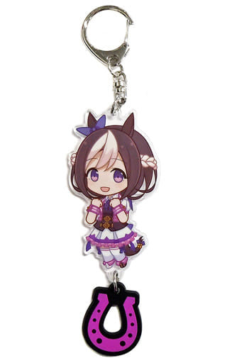 Special Week Acrylic Keychain with Rubber Horseshoe - Umamusume Pretty Derby C91 Goods (Cygames, ~90×50mm) Pre-owned