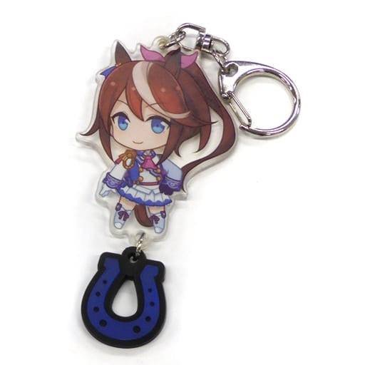 Tokai Teio Acrylic Keychain with Rubber Horseshoe - Umamusume Pretty Derby C91 Comiket 2016 Goods (Cygames, Approx. 90×50mm, Pre-owned)