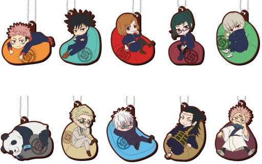 Jujutsu Kaisen Yuru Cushion Rubber Mascot Full 10-Piece Set - Hasepro Keychain Mascots (Approx. 48 x 58 x 4 mm)