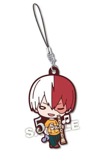 Shoto Todoroki My Hero Academia Nitotan 5th Anniversary Music Rubber Mascot Keychain by Takara Tomy Arts, Approx. 60 mm