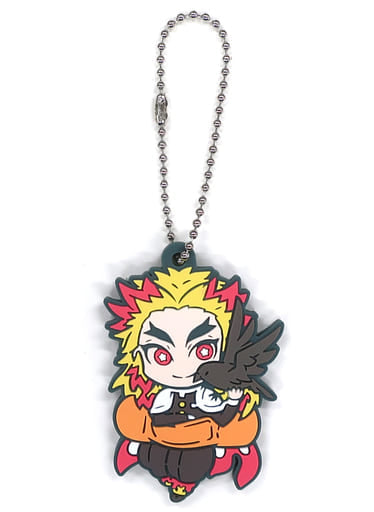 Kyojuro Rengoku & Kasugai Crow Rubber Mascot Keychain - Demon Slayer: Kimetsu no Yaiba Character Bancho-Ko Vol. 8, Approx. 5 x 5 cm