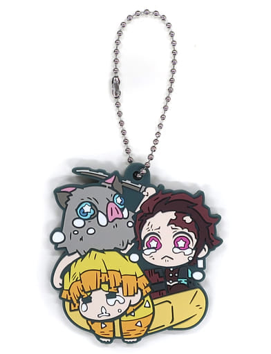 Tanjiro Kamado, Zenitsu Agatsuma & Inosuke Hashibira Rubber Mascot Keychain - Demon Slayer: Kimetsu no Yaiba Character Banchoukou Vol. 8