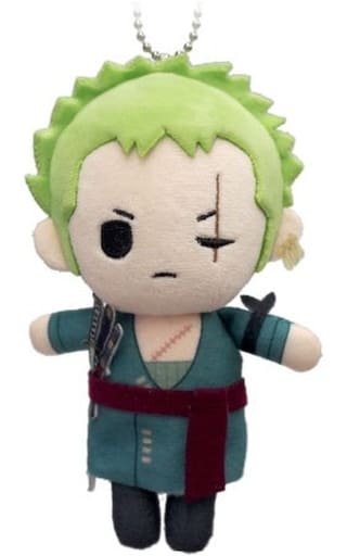 Roronoa Zoro Petit Fluffy Plush Mascot Keychain - One Piece - Approx. 130 x 85 x 60 mm (Pre-owned, Tapioca)