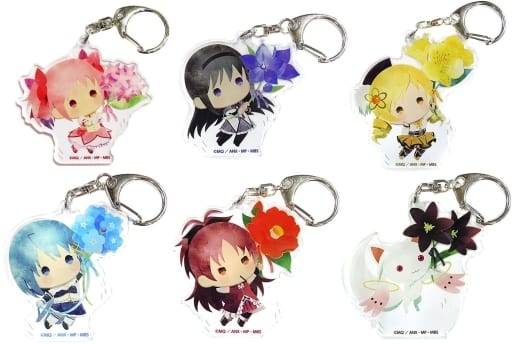 Puella Magi Madoka Magica 10th Exhibition Yurafuwa Acrylic Charm Collection - Complete 6-Piece Set (Aniplex, Approx. 6–7 cm) - Pre-owned