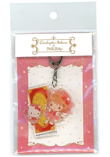 Sakura Kinomoto & Hello Kitty Acrylic Keychain - Cardcaptor Sakura × Sanrio Characters - Kamio Japan - Approx. 68 x 68 x 3 mm (Pre-owned)