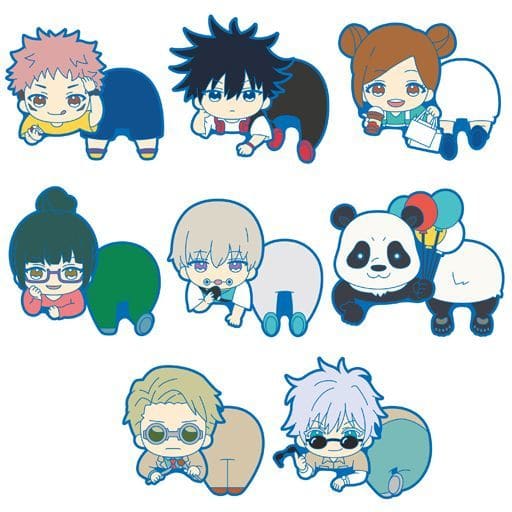 Jujutsu Kaisen Nokkari Rubber Clip Complete 8-Piece Set - Ensky, Approx. 50 x 45 x 25 mm (Pre-owned)