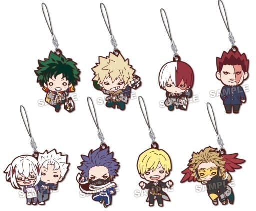 My Hero Academia Nitotan Episode Rubber Mascot Keychain Complete Set of 8 by Takara Tomy Arts, Approx. 60 mm