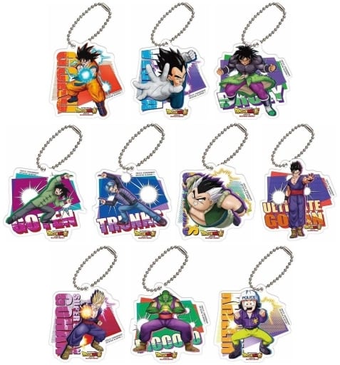 Dragon Ball Super Acrylic Charm Set 2 - Full 10-Piece Bandai Capsule Toy Set (Approx. 62 mm)