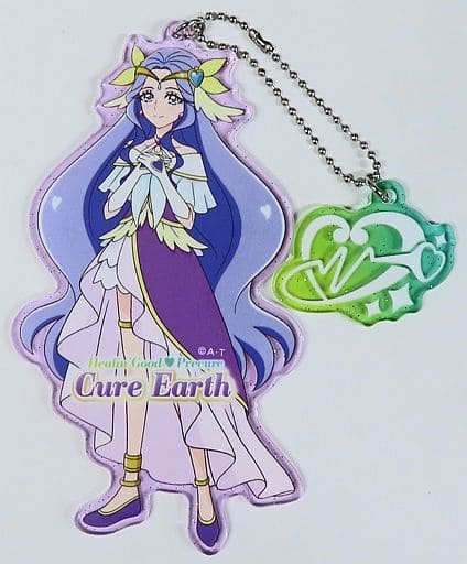 Cure Earth Acrylic Keychain - Healin' Good Pretty Cure Pretty Store Limited (Toei Animation) Pre-owned, Approx. 12 x 6.5 cm