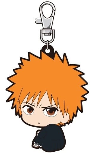 Ichigo Kurosaki Bocchi-kun Series Part 2 Rubber Mascot Keychain from BLEACH by HMA, Approx. 65 mm, Pre-Owned