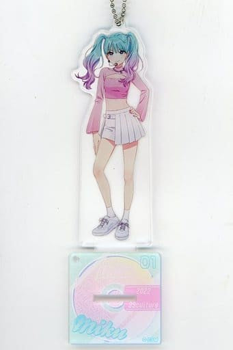 Hatsune Miku MUSIC Acrylic Keychain with Stand - COCOLLABO×piapro 39Culture2022 5th Anniversary Fashion & Music (Caravan, Approx. 13 x 5 cm)