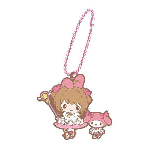 Sakura × My Melody Rubber Mascot Keychain - Cardcaptor Sakura × Sanrio Characters Special Rubber Mascot with Ball Chain (Bandai, Height Approx. 5 cm) - Pre-owned