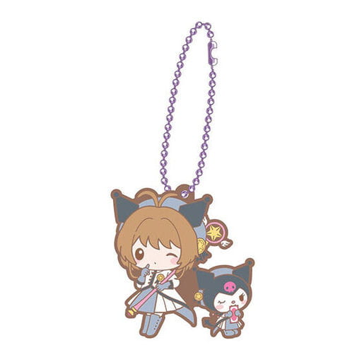 Sakura × Kuromi Rubber Mascot Keychain - Cardcaptor Sakura × Sanrio Characters Capsule Toy, Height Approx. 5 cm, Bandai