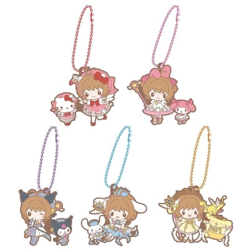 Cardcaptor Sakura × Sanrio Characters Special Rubber Mascot 5-Piece Complete Set - Bandai Ball-Chain Mascots, Height Approx. 5 cm