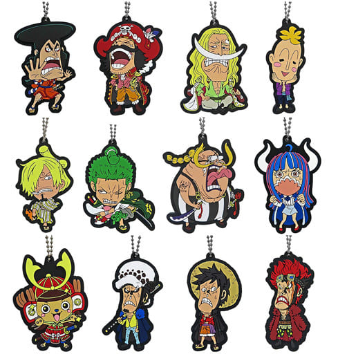 One Piece Akazaya Nine Scabbards First Battle H Prize Rubber Mascot Complete 12-Piece Set by BANDAI SPIRITS, Approx. 6 cm