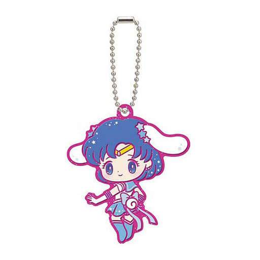 Sailor Mercury Rubber Mascot Keychain - Sailor Moon Eternal × Sanrio Characters Capsule Toy (Bandai, Height Approx. 60 mm)