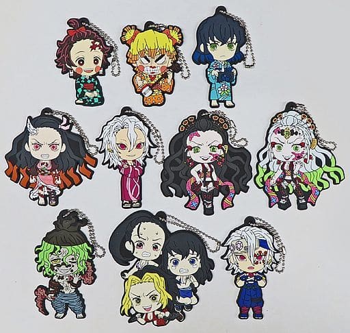 Demon Slayer: Kimetsu no Yaiba Entertainment District Arc Rubber Mascot H Prize Complete Set of 10 by BANDAI SPIRITS