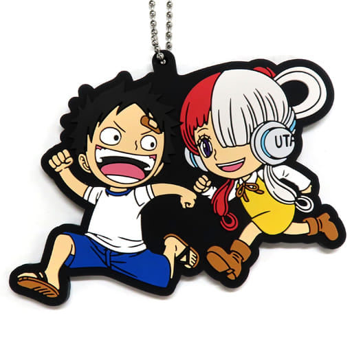 Luffy & Uta Rubber Mascot Keychain from One Piece Film Red Ichiban Kuji J Prize by BANDAI SPIRITS, 6.5 cm