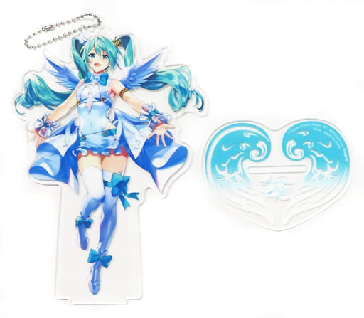 Hatsune Miku (Murakami Yuichi Ver.) Big Clear Keychain with Stand - 15th Anniversary - Sega - Approx. 18 cm (Pre-owned, Prize)
