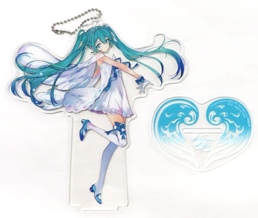 Hatsune Miku (Suou Ver.) Big Clear Keychain with Stand - 15th Anniversary Sega Amusement Prize - Approx. 18 cm