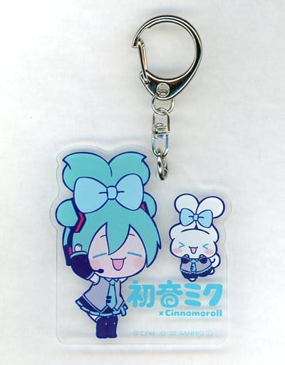 Hatsune Miku & Cinnamoroll Ribbon Acrylic Keychain - POP UP SHOP Event Goods - Approx. 65 x 60 mm (Pre-owned)