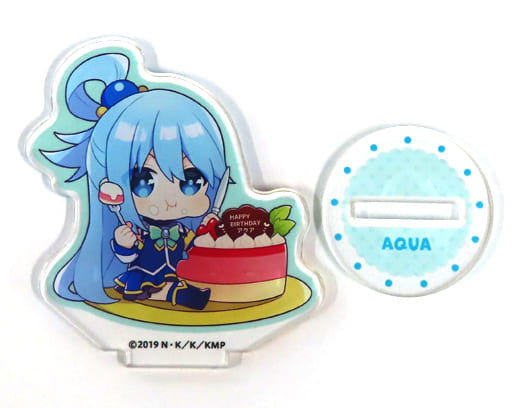 Aqua Birthday Cake Mini Chibi Acrylic Stand Figure