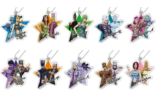JoJo's Bizarre Adventure Stone Ocean Acrylic Keychain Complete 10-Piece Set - Hase-Pro / Bandai (Approx. 57 x 52 x 6 mm)