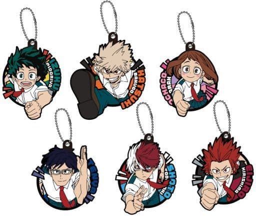 My Hero Academia Rubber Mascot Dash Version Complete Set of 6 by Showa Note, Approx. 64 mm