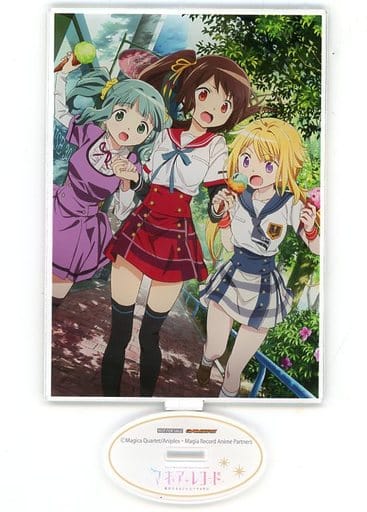 Futaba Sana & Yuhi Tsuruno & Mitsuki Felicia Acrylic Stand - Puella Magi Madoka Magica Blu-ray/DVD Gamers 5-Volume Purchase Bonus (Approx. 145 x 100 mm) - Pre-owned