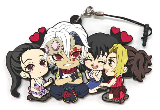 Tengen Uzui, Makio, Suma & Hinatsuru Demon Slayer: Kimetsu no Yaiba PetaPeta Rubber Strap Summer Festival Ver. Vol. 2 Bonus