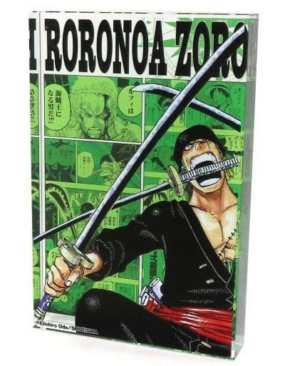 Roronoa Zoro Acrylic Block "HEROES" (2022) - Thick Height Approx. 100 mm Acrylic Display, Shueisha Official One Piece Collectible