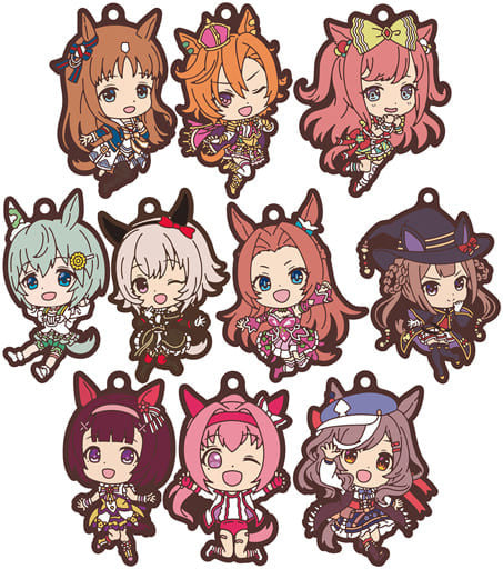 Umamusume Pretty Derby Rubber Magnet Set - 'Minna de Jump! Rubber Magnet 2' Full 10-Figure Set (Bandai, Capsule Toy)