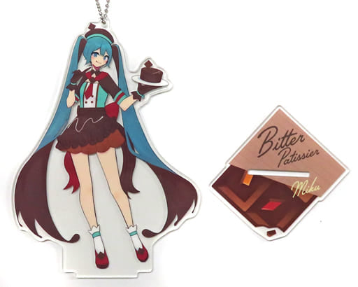 Hatsune Miku (Monita Ver.) Big Clear Keychain with Stand - "Bitter Patissier" Piapro Characters - Sega Prize, Approx. 18 cm
