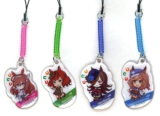 Mihono Bourbon / Rice Shower / Nice Nature / Matikane Tannhauser Smartphone Cleaner Keyholder 4-Piece Set — 7-Eleven × Umamusume Pretty Derby Campaign Bonus (Approx. 50mm)