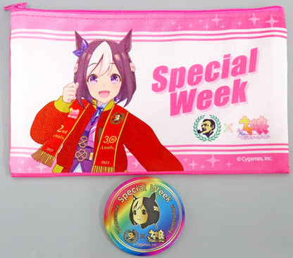 Special Week Badge Pouch - Umamusume Pretty Derby × SUNTORY BOSS Promotional Bonus (Pouch 200×120mm, 57mm Can Badge)