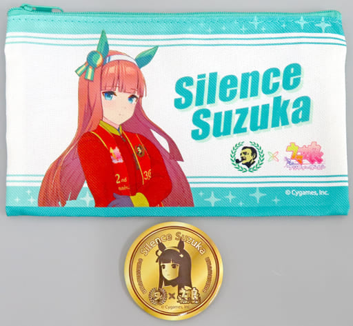 Silence Suzuka Can-Badge Pouch — Umamusume Pretty Derby × Suntory BOSS Promotional Gift Pouch (Used) by Suntory — 20×12cm with 57mm Badge