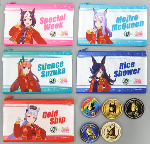 Umamusume Pretty Derby × Suntory BOSS Can Badge Pouch Set — 5-Piece Special Purchase Bonus (Used)