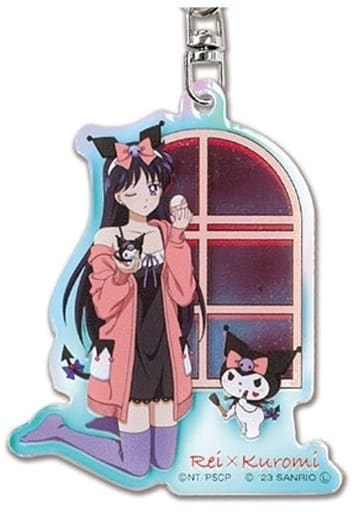 Rei Hino / Sailor Mars × Kuromi Acrylic Keychain Aurora Type - Sailor Moon × Sanrio Characters - Approx. 72 x 73 x 3 mm - Pre-owned, No. 04