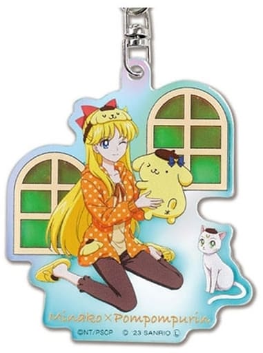 Minako Aino / Sailor Venus × Pompompurin Acrylic Keychain - Aurora Type - Approx. 72 x 73 x 3 mm (Hase-Pro / Bandai) Pre-owned, No. 06 - Sailor Moon