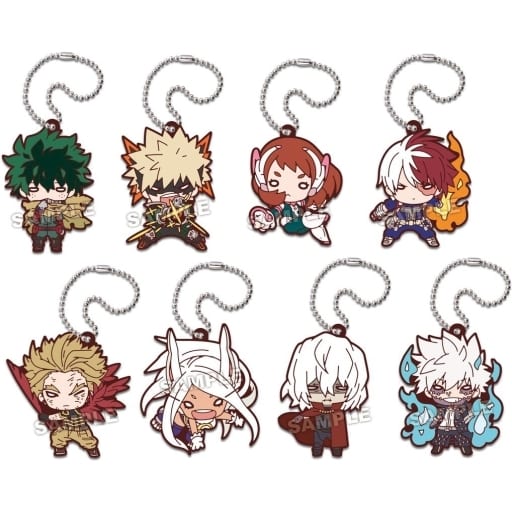 My Hero Academia Nitotan Hero VS Villain Rubber Mascot Complete Set of 8 by Takara Tomy Arts, Approx. 60 mm